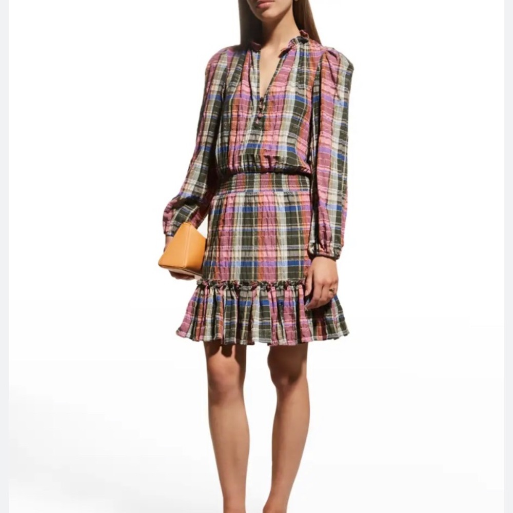 NEW Veronica Beard Jeans Plaid Destiny Prairie Mini Dress Size 0 Retail $378